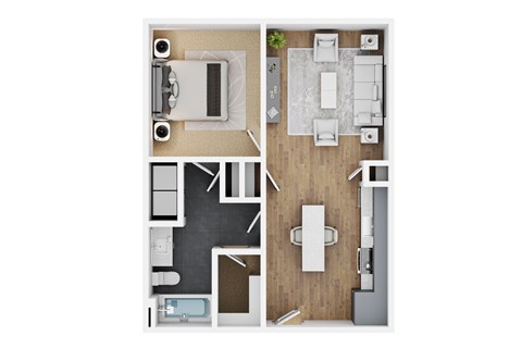 Floor plan for 1 bed, 1 bath, 797 sqft